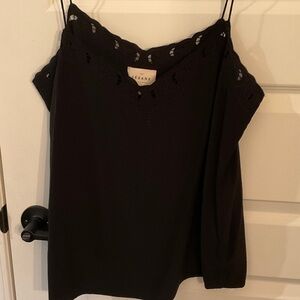Sézane Black Lace Trim Cami Top